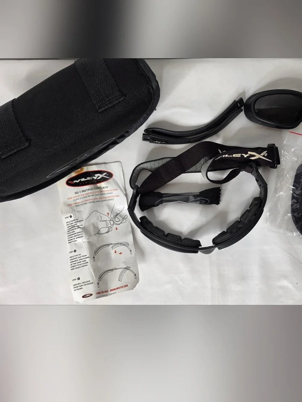 Wiley X SG-1 Motorcycle Goggles Ballistic Tactical Eyewear Set Z87-2  Italy